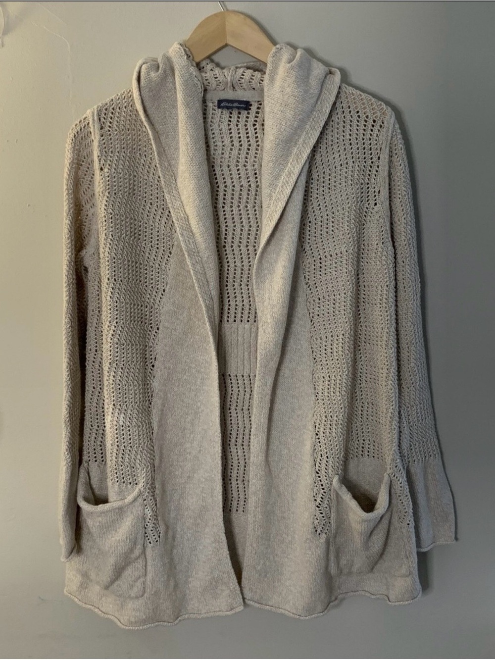 Eddie Bauer open knit hooded cardigan